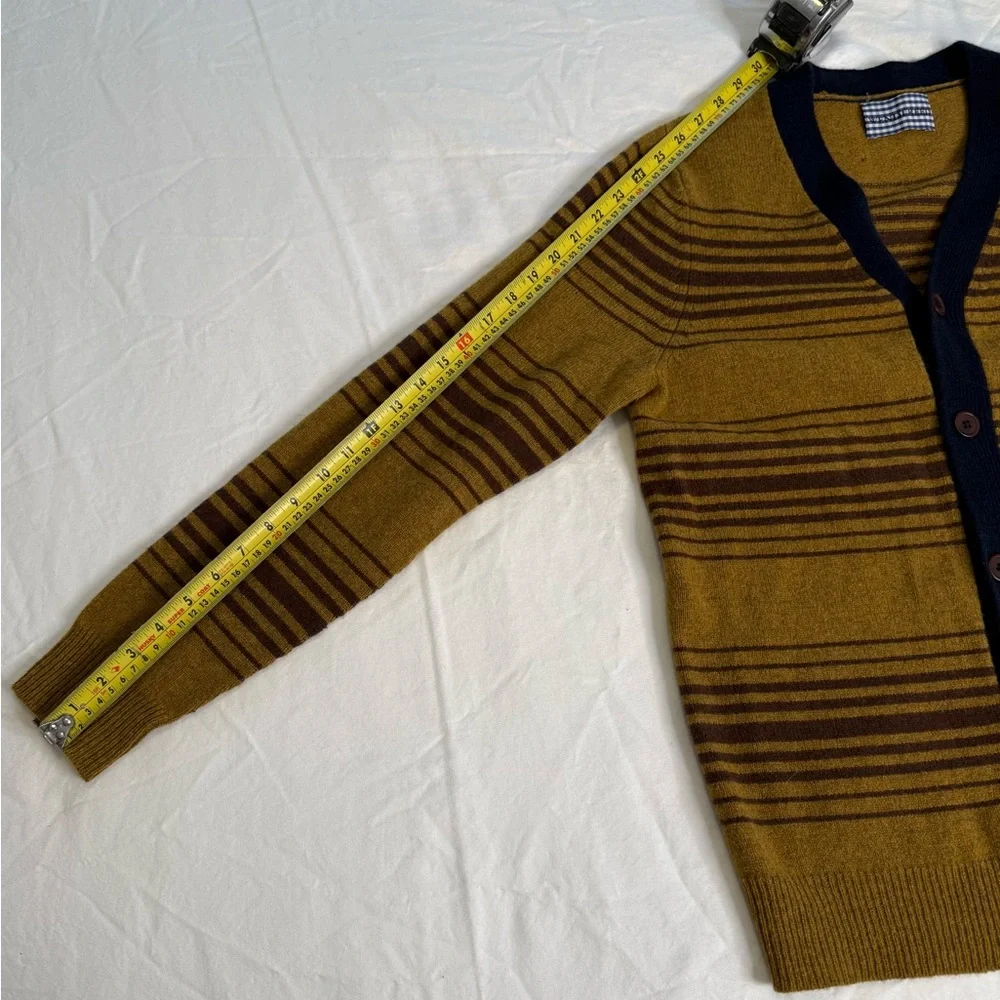 Wendi Reed 100% Lambswool Striped Cardigan Boutique Designer Knit Sweater M - Picture 10 of 11